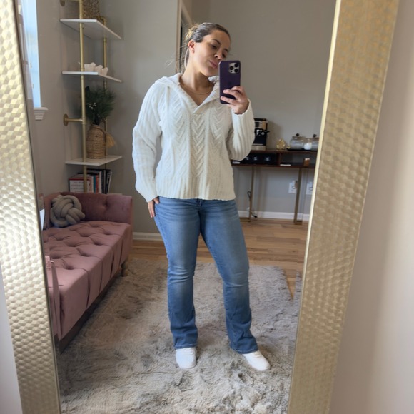 Sonoma Life Style Cream Knit Hoodie Sweater Textured Pullover Casual - Picture 4 of 5